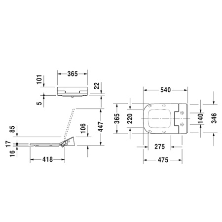 Duravit SensoWash Slim Сиденье для унитаза унитаза SensoWash с душем, 365х540 мм,цвет белый 