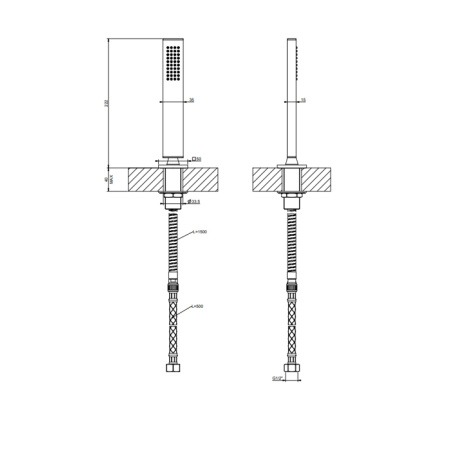 Gessi Rettangolo Душевая лейка выдвигающаяся, с держателем, цвет: черный 