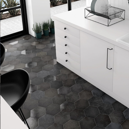 Плитка керамическая напольная 24954 HERITAGE HEXÁGONO Carbon 17,5х20 см 
