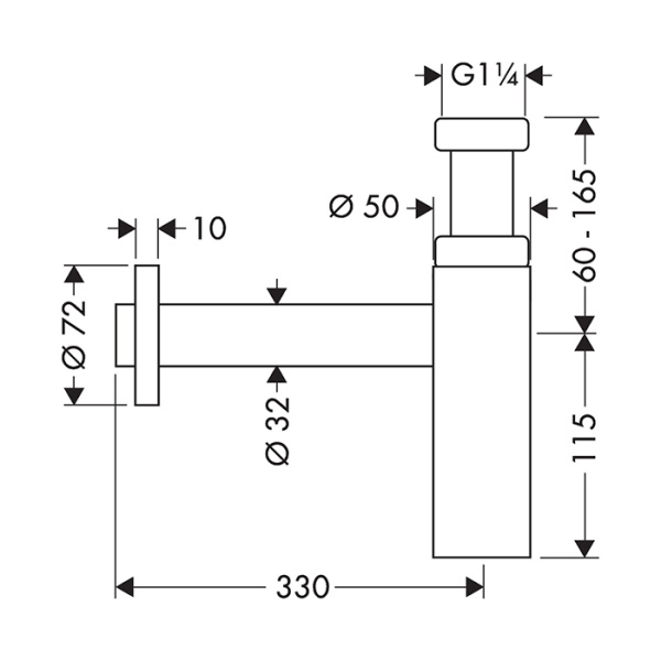 HG Flowstar Сифон для раковины, дизайнерский, 1/4’ от стены 330 мм, цвет: золото 