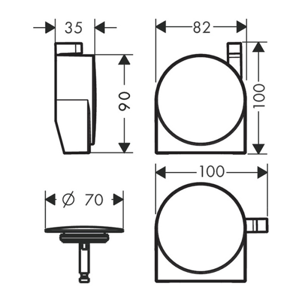 HG Exafill S Внешняя часть излива на ванну с набором для слива и перелива, цвет: хром 