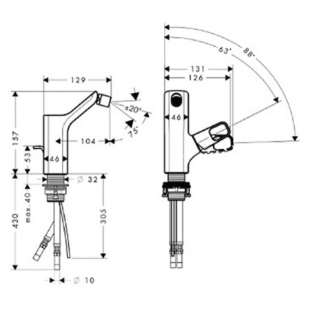 AX Urquiola Смеситель для биде на 1 отв., однорычажный, с донным клапаном, цвет: хром 