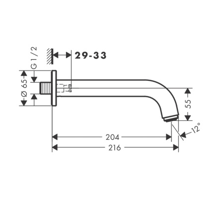 HG Vernis Blend Излив для ванны 204 мм., настенный монтаж, цвет: черный матовый 
