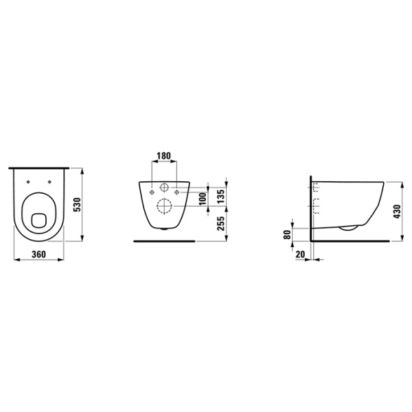 LAUFEN Pro  Унитаз подвесной с полочкой 530x360x350 (430) мм, цвет белый 