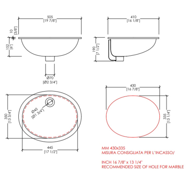 Devon WHITE 50 Раковина встраиваемая под столешницу (50х41cм), цвет: белый 