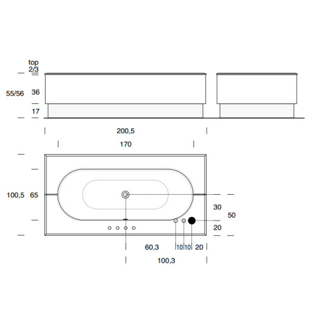 VITAGE milldue edition Ванна 1800х750 мм., стальная, подача воды из водослива, в комплекте с сифоном и стоком, цвет белый 