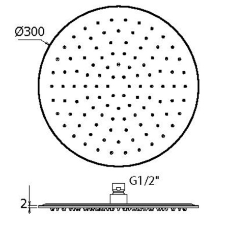 Plumberia Selection Верх. душ d.300 из нерж.стали,встроенный клапан безопасности, поворот.крепление, антикальций, 2мм, черн.матов. 