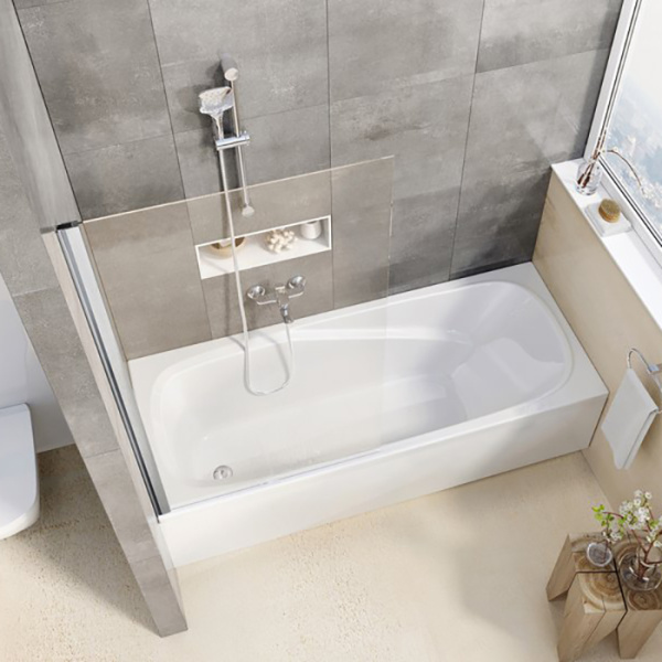 RAVAK Pivot Шторка для ванны PVS1-80 сатин + транспарент 