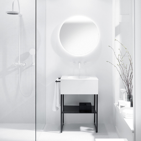 Burgbad COCO Зеркало круглое с подсветкой 700х700мм, управл темпер, 1 выкл снизу, корпус цвет алюминий 