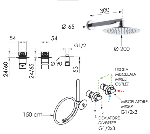 Душевая система Remer X Style X96S02 