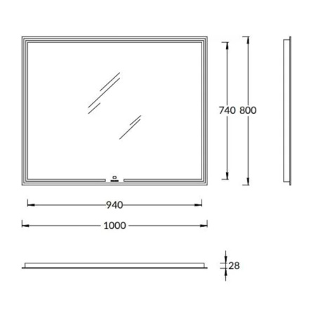 Kerama Marazzi Зеркало MIO прямоугольное с диммером 100, белое 