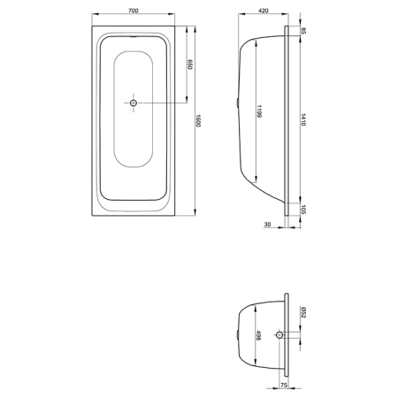 BETTE Слив-перелив Bette Multiplex M5,удлиненный, хром 
