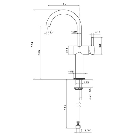 Newform Blink Смеситель для раковины на 1 отв., высокий, без донного клапана, излив 15см.,, цвет: хром 