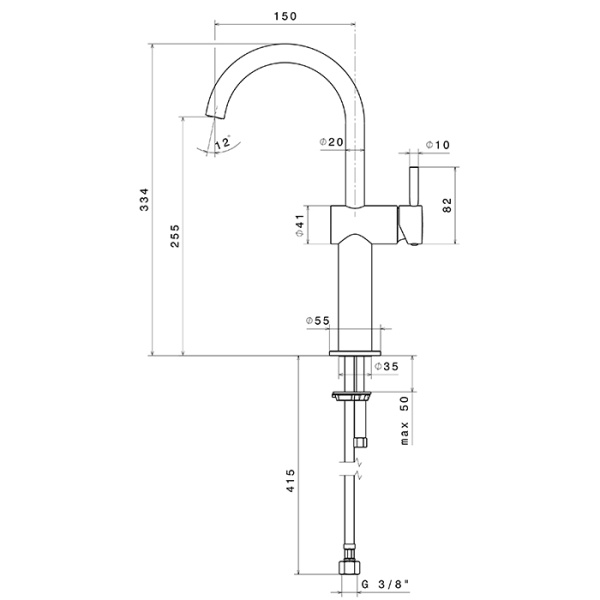 Newform Blink Смеситель для раковины на 1 отв., высокий, без донного клапана, излив 15см.,, цвет: хром 