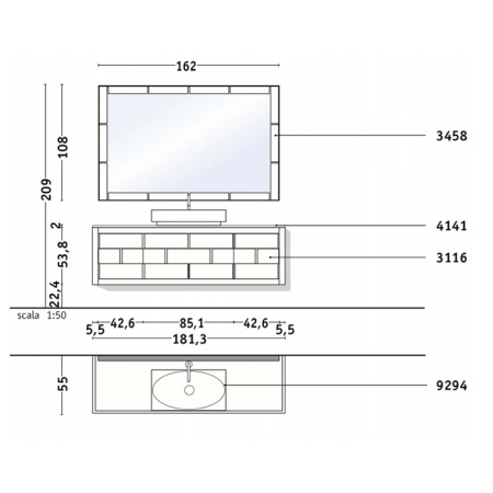 VITAGE milldue edition Раковина PARIGI накладная 70х38хh14.5см без перелива без отв. керамика, цвет: белый-80 