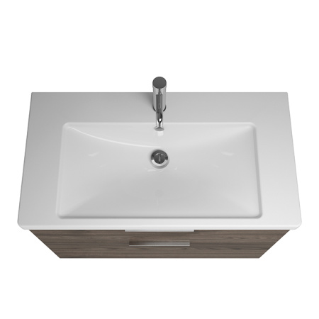 BURGBAD Eqio База подвесная с керамическим умывальником 930х490х645 мм. 2 ящика с ручкой желоб., c 1 отв под смес.   цвет трюфельный декор F2012 