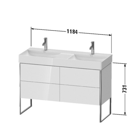 Duravit XSquare Тумба напольная под раковину # 235312, 4 ящика, 731x1184x460мм, цвет White High Gloss 