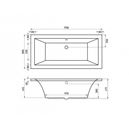 Ванна Kero прямоугольная 170х80 