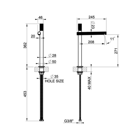 GESSI INCASTRI Смеситель для раковины  высокий 362 мм , излив 208 мм, цвет: Copper Br. PVD 