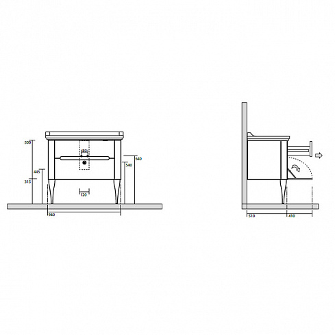 KERASAN Waldorf Комплект подвесной мебели 100 см, с 1 ящиком и 1 дверцей, Цвет: noce