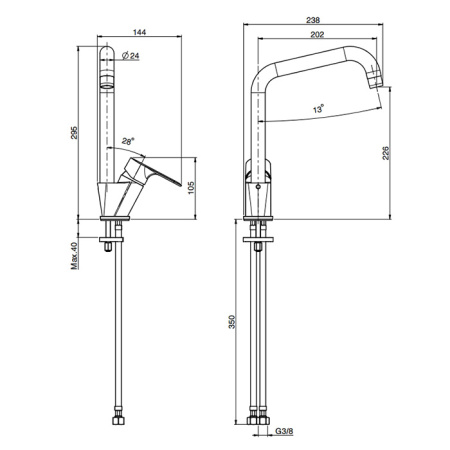 Fima Carlo Frattini Kitchen Смеситель для кухни, на 1 отв., Serie 22, цвет: хром 