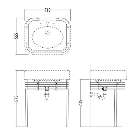 Devon Blues Раковина 71х56,5 cм  с 3 отв под смеситель, цвет белый 