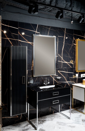 Зеркало MONACO  с подсветкой 70*110CM глянец черная+хром 