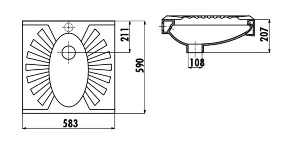 CREAVIT Чаша Генуя 60*60 круговой смыв TP595.00000 