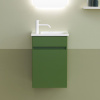 BURGBAD LIN20 Комплект мебели 420х270х600 мм., правый, подвесной, 1 дверь, с 1 отверстием для смесителя слева, раковина белая, цвет Moss Green Matt