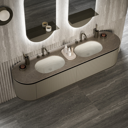 Oasis Naos Раковина врезная снизу 580хh150х390 мм, керамическая, без отв. под смес., с крышкой на сливное отв. цвет: белый 