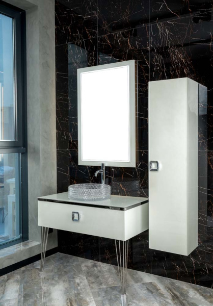 Столешница стекло 100см прямая Жемчужный Белый Lucido 