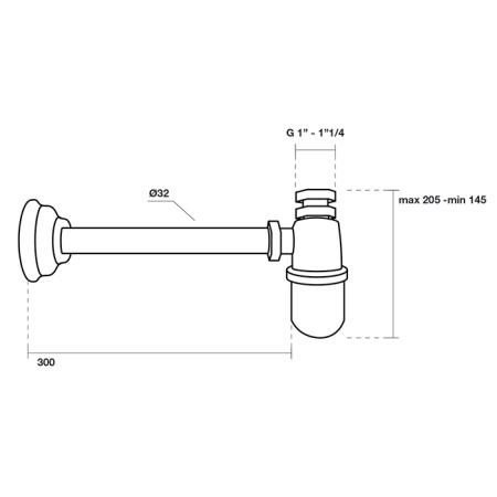 Kerasan Waldorf/Retro Сифон для раковины Classic 1`1/4, цвет: хром 