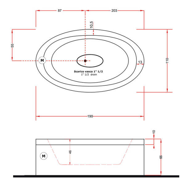Gruppo Treesse EOS 190 Ванна 190x110xh66 см.гидромассаж и аэромассаж с цифровой системой, системой дезинфекции, с круговой панелью,цвет белый 