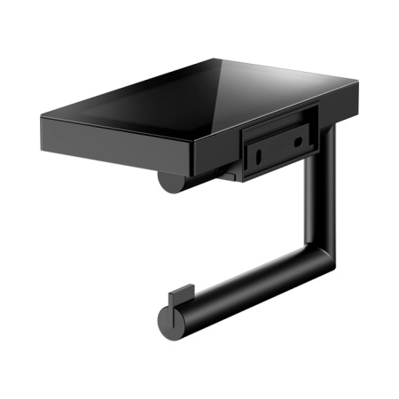 Keuco REVA Держатель т/б с полочкой, поворотный, открытый рулон до 120 мм, скрытый крепеж в к-те для привинч/ или приклеивания цвет: черный матовый 