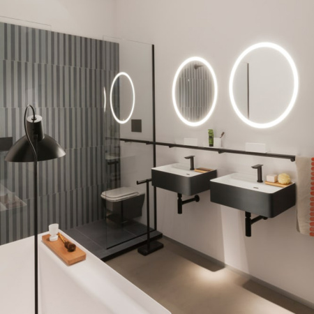 Agape Marsiglia Раковина прямоугольная 60x47x16 см, с 1 отв., цвет: белый/темный серый 