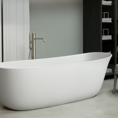 ANTONIO LUPI DAFNE Ванна отдельностоящая 1700х716х560 мм., с донным клапаном (белый матовый), сифоном и гибким шлангом, Cristalplant, цвет белый 