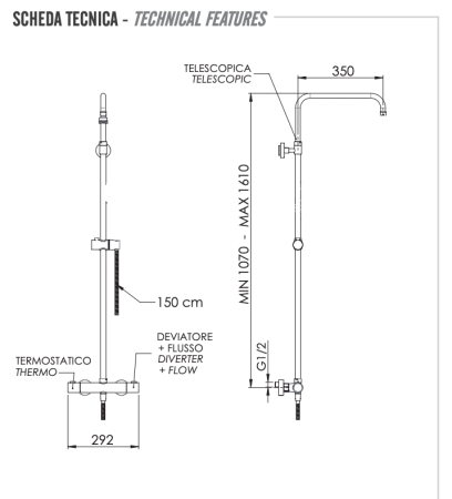 Душевая система термостатическая Remer Elegance EQ32ASSDNPO, никель матовый брашированный 