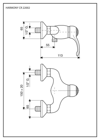 Emmevi Harmony, однорычажный смеситель для душа без набора для душа, цвет хром/золото 
