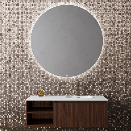 SALINI Зеркало для ванны круглое OMBRA с LED подсветкой D 700 х 25 mm, влагостойкое AGC Сrystalvision, сенс выкл, крепления,обогрев, антизапот 