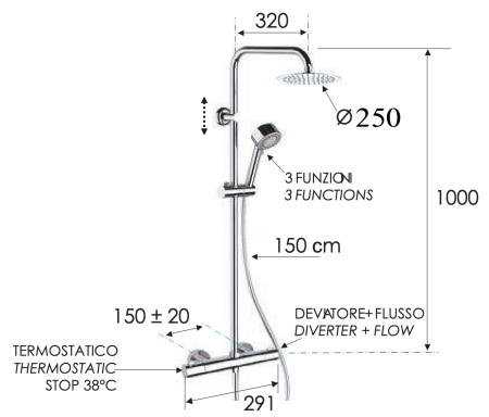 Душевая система термостатическая Remer Elegance EQ32XUFM25 