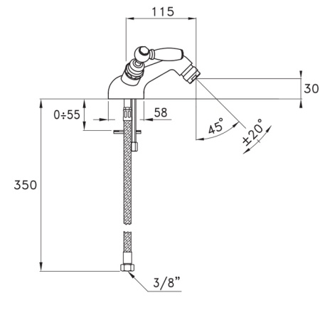 Stella Italica Leve Смеситель для биде на 1 отверстие 3602, цвет: хром 