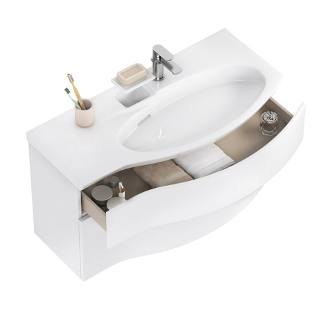 Kerama Marazzi Раковина RIVA мебельная правая с крепежом 100,7*48*15см, с 1 отв. под смеситель, с переливом, цвет белый глянцевый 