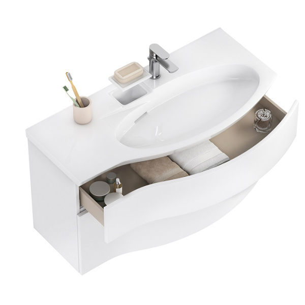 Kerama Marazzi Раковина RIVA мебельная правая с крепежом 100,7*48*15см, с 1 отв. под смеситель, с переливом, цвет белый глянцевый 