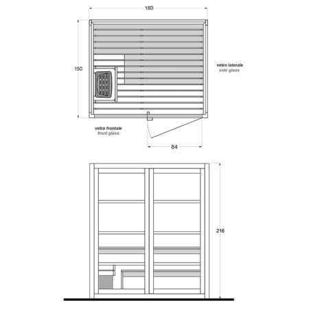 TREESSE AURA сауна 180х150х216Н, SX (левый вариант), подсветка, фронтальная дверь стекло/дерево (БЫЛА на ВЫСТАВКЕ и через 4 дня упакована!!) 
