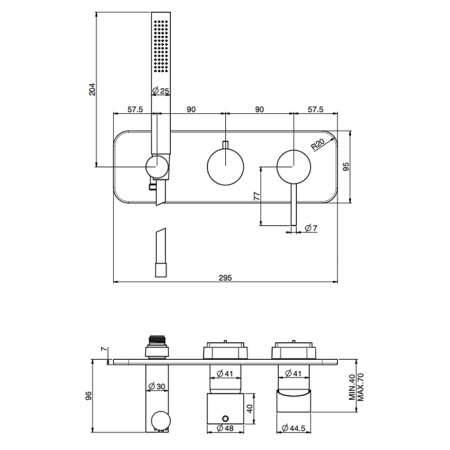 Fima Carlo Frattini Spillo Up Смеситель для душа, встраиваемый, с переключателем на 2 источника, с ручным душем, цвет: чёрный матовый 