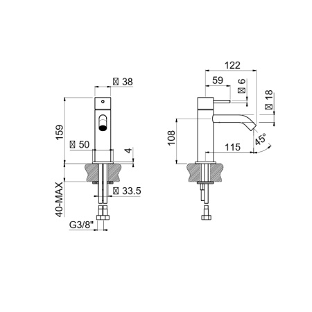 Carimali ILTONDO Смеситель для раковины на 1 отверстие, традиционный картридж 