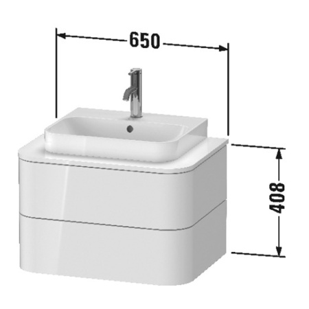 DURAVIT HAPPY D.2 PLUS Раковина 500х400 мм., с 1 отверстием для смесителя, с переливом, с керамическим донным клапаном, с креплением, цвет белый 