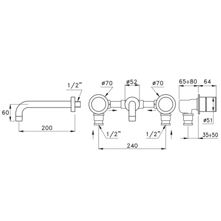 Stella Bamboo 3861TR Встраиваемый смеситель для раковины , цвет: хром 
