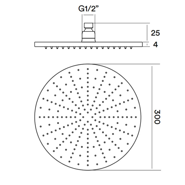 QuadroDesign Душевая программа SF048-AS Верхний душ диаметр 300 мм, цвет Brushed Stainless Steel 
