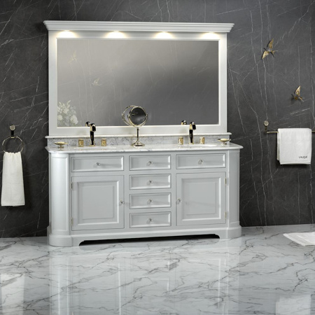 THG HIRONDELLES GOLD STAMPED Смеситель для раковины на 3 отверстия, с донным клапаном, цвет Soft gold 